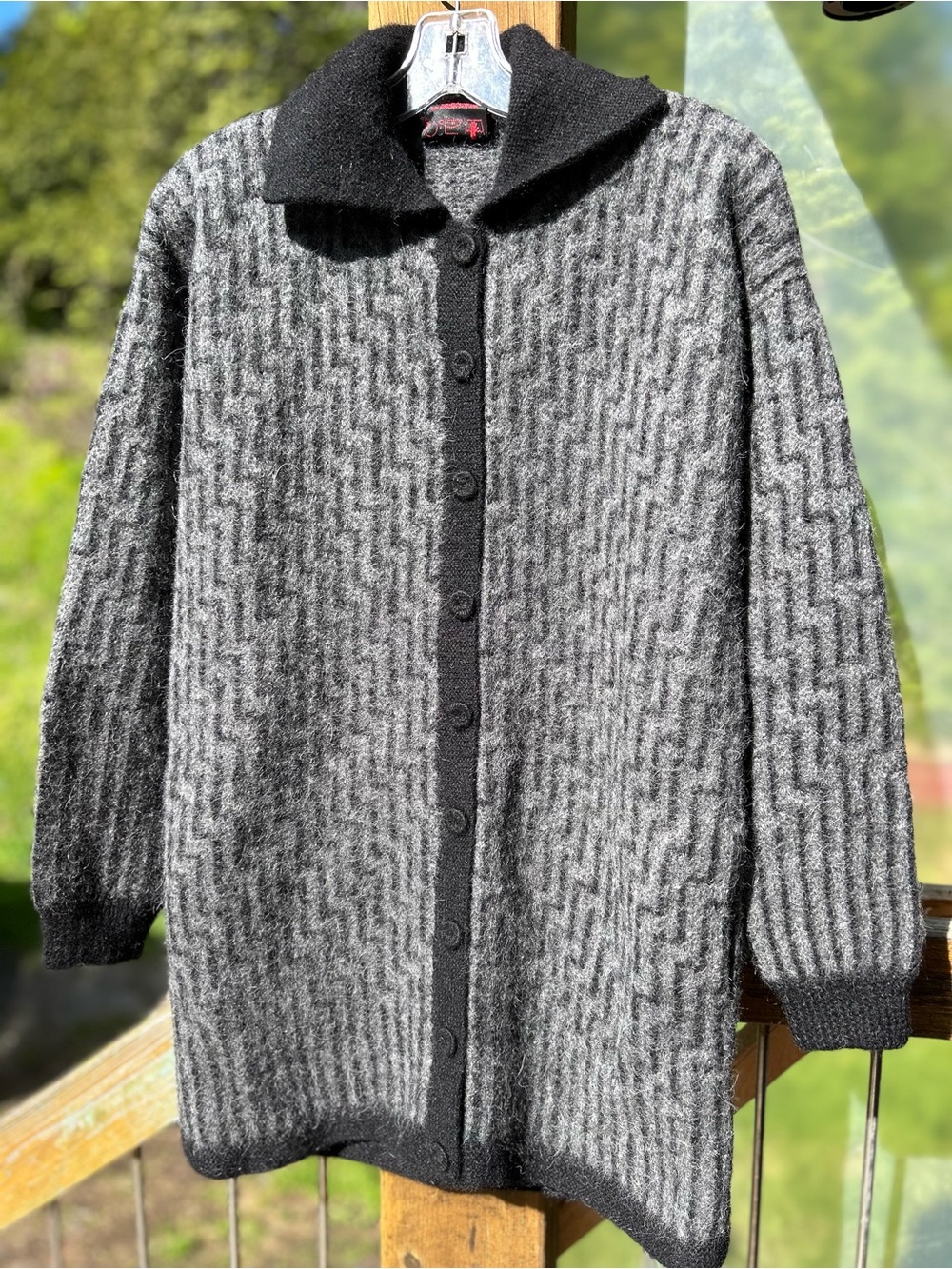 MINKHA Gray Textured Button-Front 100% Alpaca Cardigan